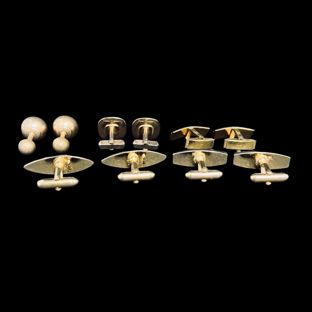 Vintage Lot Of 5 Gold Tone Cufflinks (5348) - Picture 3 of 3